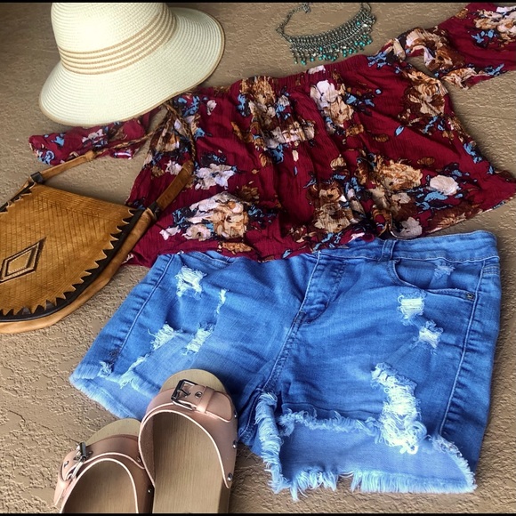 Military Hippie Off the Shoulders Floral Top Sz M - Picture 8 of 8